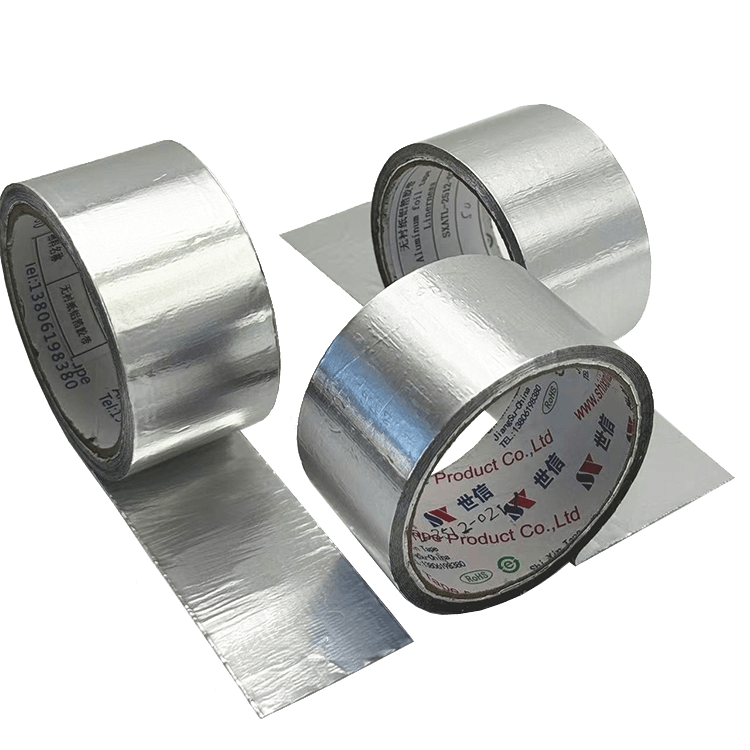 Cinta de aluminio industrial en rollo gigante para sellado de conductos de alta temperatura. Cinta de aluminio industrial en rollo gigante para sellado de conductos de alta temperatura.
